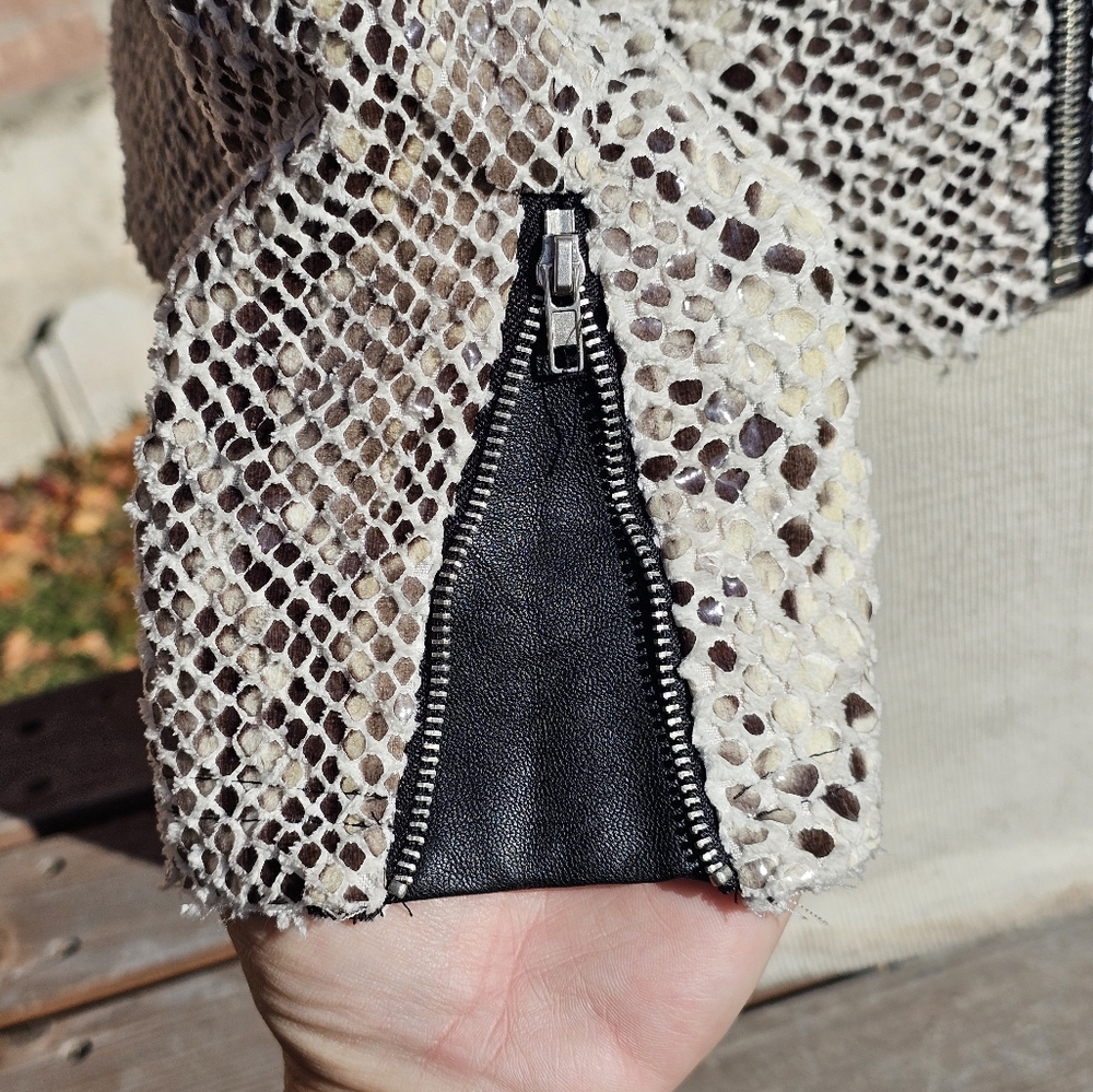 Olivaceous Python Print Moto Jacket - image 8